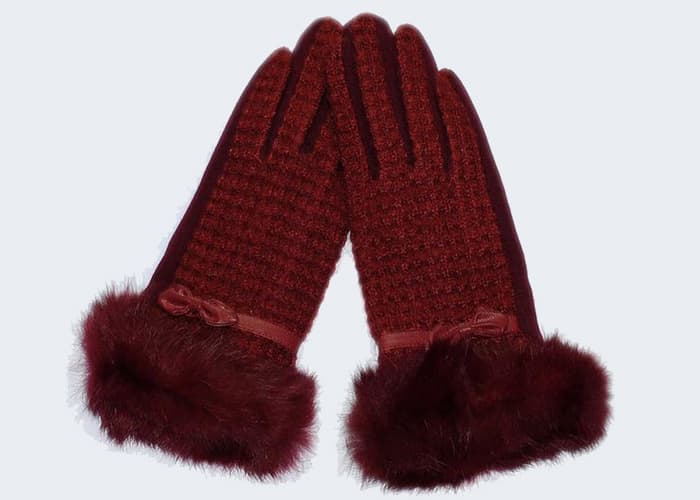 AB version touch_screen autumn winter female models cashmere rabbit fur warm gloves